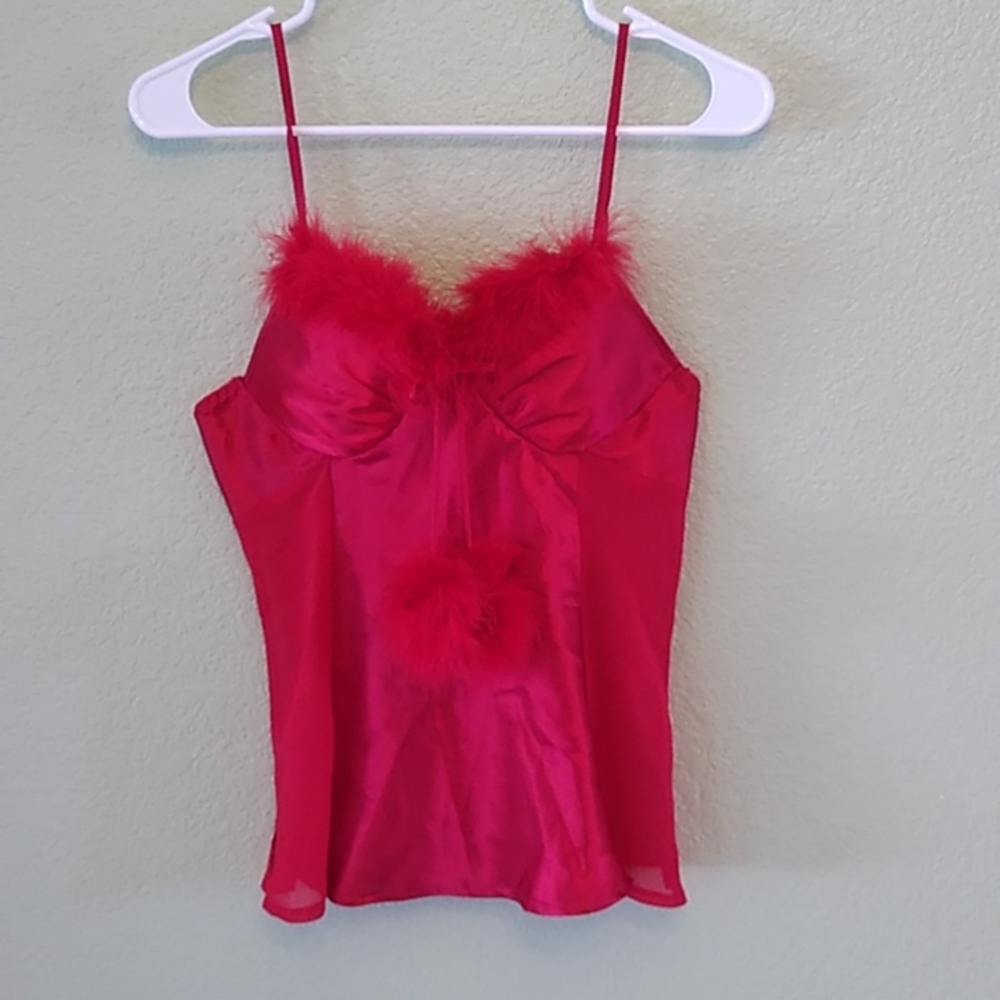 Enchanting Silky Pajama Top With Faux Fur